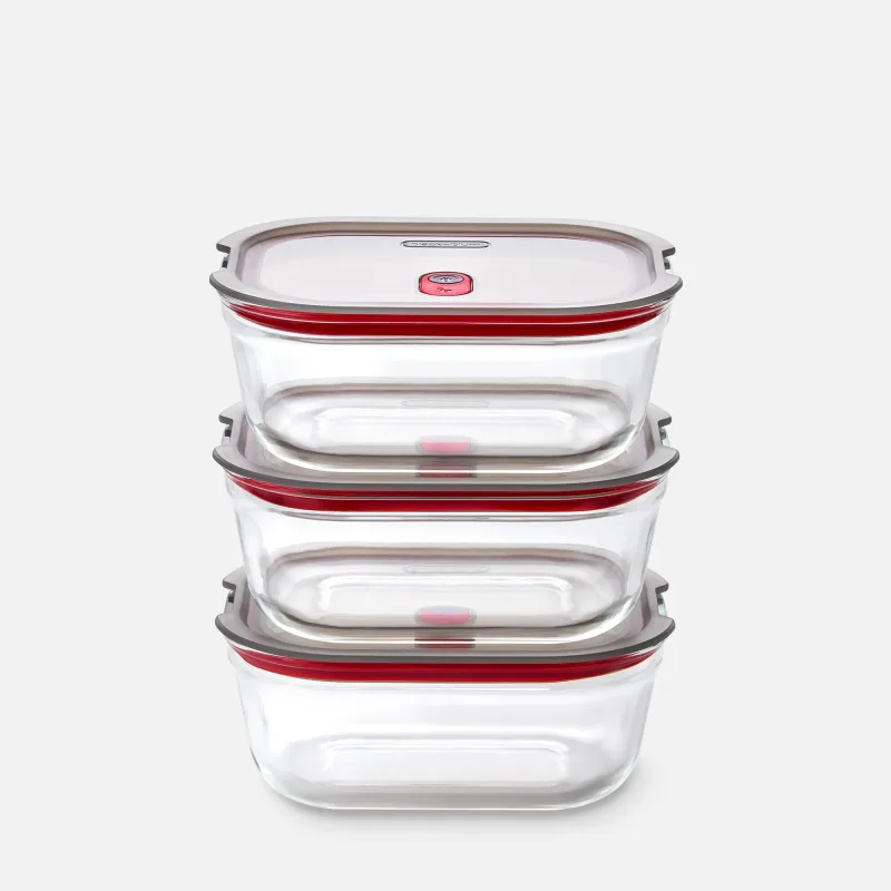 STACK + NEST GLASS FOOD CONTAINERS X3