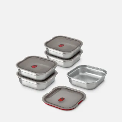 SET DE 5 CAJAS CUADRADAS PARA MEAL PREP