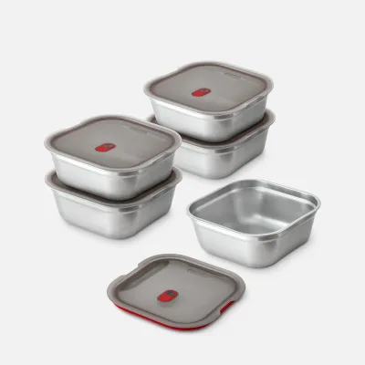 SET DE 5 CAJAS CUADRADAS PARA MEAL PREP