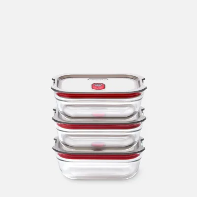 STACK + NEST GLASS FOOD CONTAINERS X3