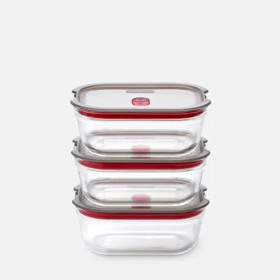 STACK + NEST GLASS FOOD CONTAINERS X3