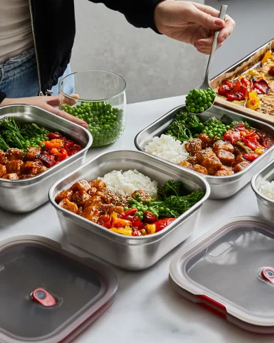 SET DE 5 CAJAS CUADRADAS PARA MEAL PREP
