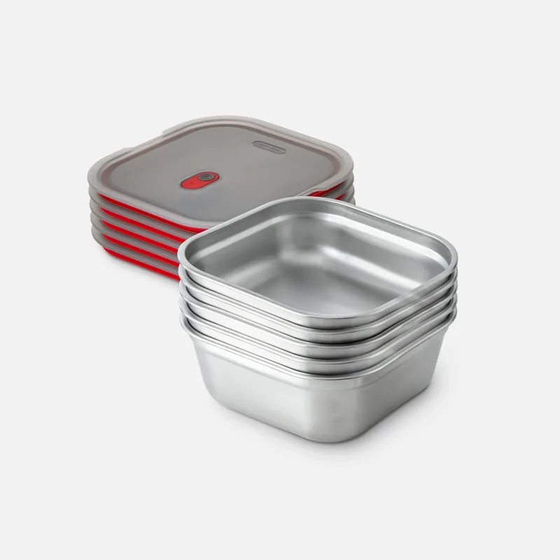 SET DE 5 CAJAS CUADRADAS PARA MEAL PREP
